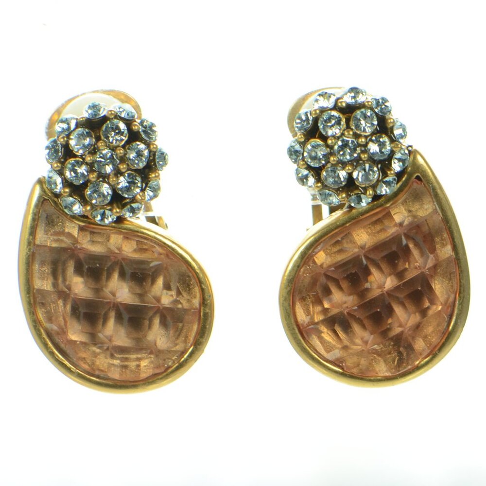 Oscar de la Renta Crystal Drop Clip-on Earrings